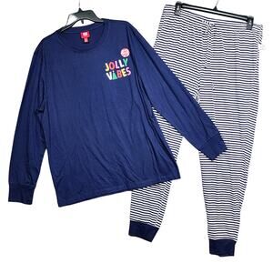Macy's Christmas Holiday Family Pajamas Men's Jolly Vibes Striped Pajamas Set XL
